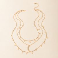 Fashion Simple Jewelry Alloy Moon Multilayer Necklace Star Disc Three Layer Necklace main image 3