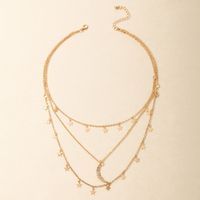 Fashion Simple Jewelry Alloy Moon Multilayer Necklace Star Disc Three Layer Necklace main image 5