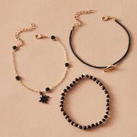 Fashion Simple Black Star Diamond Three-layer Anklet Fish Beaded Multi-layer Anklet main image 4