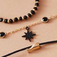 Fashion Simple Black Star Diamond Three-layer Anklet Fish Beaded Multi-layer Anklet main image 5