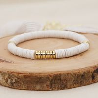 Bijoux Bracelet En Céramique Souple Blanc Géométrique En Acier Inoxydable Plaqué Or De Style Ethnique main image 4