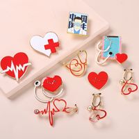 Trend Stethoscope Medical Series Brooch Creative Stethoscope Electrocardiogram Doctor Shape Paint Badge main image 4
