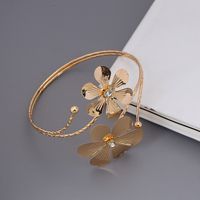 Fashion New Jewelry Bracelet Exaggerated Metal Flower Arm Ring Diamond Open Arm Bracelet main image 1