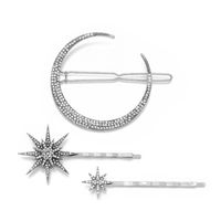 Europe And America Star Moon Hairpin Set Fashion Diamond Word Clip Retro Side Clip main image 5