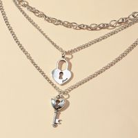 Fashion Long Tassel Key Love Lock Multi-layered Necklace main image 4