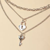 Mode Lange Quaste Schlüssel Liebesschloss Mehrschichtige Halskette main image 4