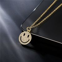 European Cute Smiley Gadgets Pendant Copper Micro-inlaid Zircon Necklace main image 2