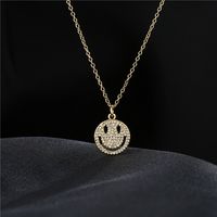 European Cute Smiley Gadgets Pendant Copper Micro-inlaid Zircon Necklace main image 4