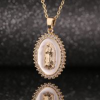 Gold-plated Copper Dripping Oil Pendant Women's Religious Necklace main image 3