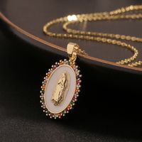 Gold-plated Copper Dripping Oil Pendant Women's Religious Necklace main image 4