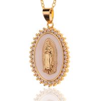 Gold-plated Copper Dripping Oil Pendant Women's Religious Necklace main image 6