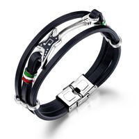 Bracelet En Cuir Pour Homme Punk Bracelet Personnalisé Pour Petite Guitare Bracelet En Cuir Tressé Multicouche main image 2