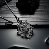 Retro Jewelry Punk Rock Personality Stainless Steel Pendant Titanium Steel Wolf Head Men's Necklace main image 3