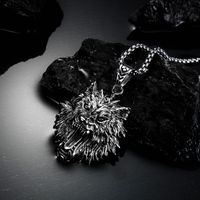 Retro Jewelry Punk Rock Personality Stainless Steel Pendant Titanium Steel Wolf Head Men's Necklace main image 4