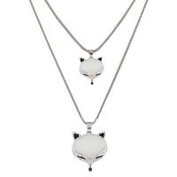 Korean Fashion Metal Simple Flashing Diamond Fox Double Long Necklace main image 3