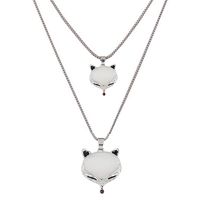 Collier Long Coréen En Métal À La Mode Simple Avec Diamant Clignotant Et Renard Double sku image 1