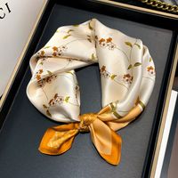 2021 Spring And Summer New Floral Print Pattern Silk Scarf Fashion Small Square Scarf main image 4