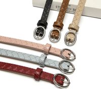 The New Plaid Pattern Decoration Thin Belt Fashion Oval Buckle All-match Jeans Belt main image 3