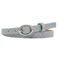 The New Plaid Pattern Decoration Thin Belt Fashion Oval Buckle All-match Jeans Belt main image 6