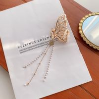 Korean Version Of Lace Butterfly Hairpin Pearl Tassel Hair Catch Metal Large Catch Clip Hair Accessories sku image 47