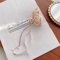 Korean Version Of Lace Butterfly Hairpin Pearl Tassel Hair Catch Metal Large Catch Clip Hair Accessories sku image 48