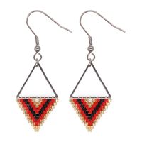 Bohemian Ethnic Style Miyuki Rice Bead Triangle Earrings sku image 12