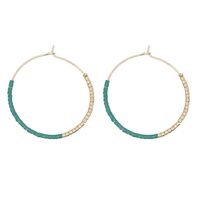 1 Pair Simple Style Color Block Glass Beaded Women's Hoop Earrings main image 4