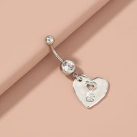 Heart Shape Hollow Pendant Stainless Steel Belly Button Nail Piercing Simple Personality Belly Button Ring sku image 1