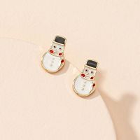 Cute Cartoon Christmas Snowman Earrings sku image 1