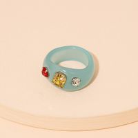 Vintage Acrylic Design Sense Beaded Flower Resin Ring Set sku image 23