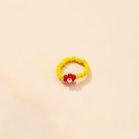 Vintage Acrylic Design Sense Beaded Flower Resin Ring Set sku image 10