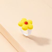 Vintage Acrylic Design Sense Beaded Flower Resin Ring Set sku image 17