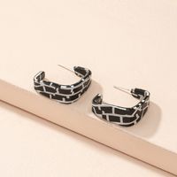 Korea Acrylic Earrings Retro Checkerboard Earrings Irregular Stud Earrings Wholesale sku image 2