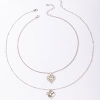 Fashion Simple Jewelry Letter Double Necklace Geometric Rose Multilayer Necklace sku image 1