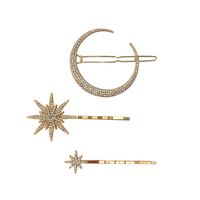 Europe And America Star Moon Hairpin Set Fashion Diamond Word Clip Retro Side Clip sku image 1