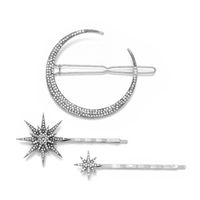 Europe And America Star Moon Hairpin Set Fashion Diamond Word Clip Retro Side Clip sku image 4