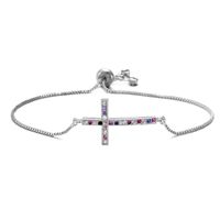 Copper Micro-inlaid Color Zirconium Cross Bracelet Adjustable Bracelet sku image 3