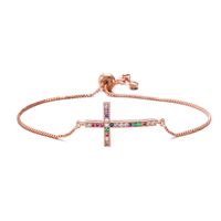 Copper Micro-inlaid Color Zirconium Cross Bracelet Adjustable Bracelet sku image 1