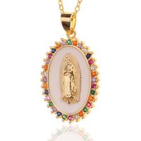 Gold-plated Copper Dripping Oil Pendant Women's Religious Necklace sku image 2