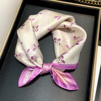 2021 Spring And Summer New Floral Print Pattern Silk Scarf Fashion Small Square Scarf sku image 1