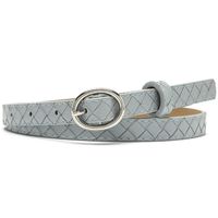 The New Plaid Pattern Decoration Thin Belt Fashion Oval Buckle All-match Jeans Belt sku image 6