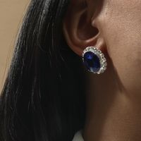 Aretes De Diamantes De Aleación De Cristal Azul Para Mujer main image 3