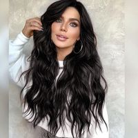 Long Black Wavy Wig For Women Synthetic Hair Heat Resistant Fiber Wig main image 1