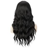 Longue Perruque Ondulée Noire Pour Les Femmes Perruque En Fibre Résistante À La Chaleur Pour Cheveux Synthétiques main image 5