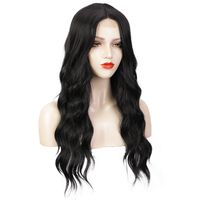 Longue Perruque Ondulée Noire Pour Les Femmes Perruque En Fibre Résistante À La Chaleur Pour Cheveux Synthétiques main image 6