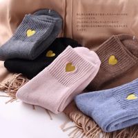 Autumn Winter New Silk Embroidery Love Socks Korean Wholesale main image 1