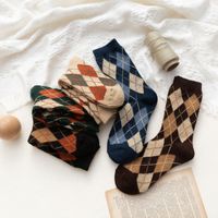 Retro Rhombus Grid Thick Tube Socks Warm Long Socks main image 5