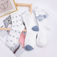 Socks Thin Small Flowers White Breathable Hollow Summer Lace Cute Tube Socks main image 4