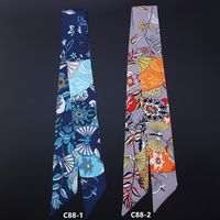 Korean Fashion Decoration Small Silk Scarf Women Floral Silk Print Scarf main image 3