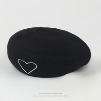 2021 Simple Wool Cold Warm Beret Korean Embroidery Painter Hat main image 5